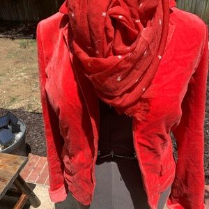 Red velvet J Crew blazer jacket
